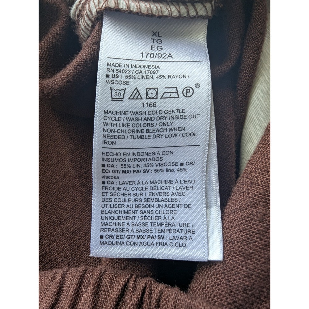 Old Navy Super Wide Leg Pants Women XL Brown Linen Blend High Rise Comfort Boho - Picture 6 of 11